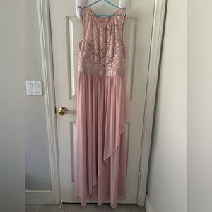 Onyx Lace & Chiffon Formal Dress in Blush